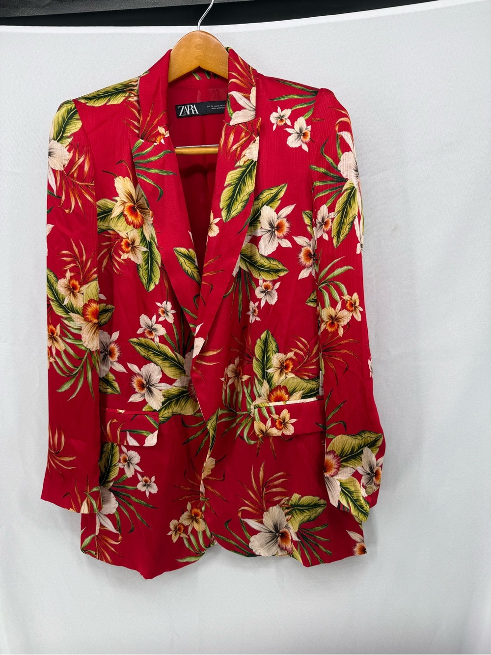 Zara Red Floral Tropical Blazer